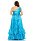 ფოტო #6 პროდუქტის Women's Plus Size One Shoulder Asymmetrical Ruffle Hem Gown