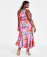 Фото #2 товара Plus Size Printed Asymmetric-Neck One-Shoulder Dress