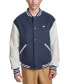 Men's Colorblocked Mixed-Media Varsity Jacket