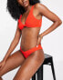 Topshop crinkle knot front bikini top in red