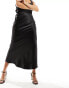 Kaiia satin maxi skirt in black