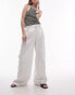 Topshop wide leg linen trouser with pockets in white