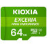 Micro SD Memory Card with Adaptor Kioxia Exceria High Endurance Class 10 UHS-I U3 Green