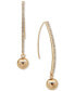 Фото #1 товара Gold-Tone Crystal Threader Ball Drop Earrings