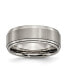 ფოტო #1 პროდუქტის Titanium Brushed Center Double Step Ridged Edge Band Ring