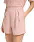 Women's Washed Linen High Rise Pull On Pleated Shorts