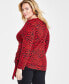 Фото #2 товара Plus Size Cheetah-Print Drawstring-Side Top, Created for Macy's