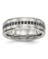 Фото #1 товара Stainless Steel Brushed and Polished Black CZ 6.5mm Band Ring