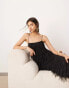 Фото #1 товара ASOS EDITION textured fringe cami maxi dress with low back in black