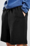 Tech Fleece Unisex Black Shorts Pamuk Polyester Erkek Şort Siyah