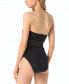Фото #2 товара MICHAEL Women's Bandeau Belted One-Piece Swimsuit