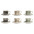 Set of 6 Cups with Plate Home ESPRIT Green Beige Grey Porcelain 90 ml 8,5 x 6,2 x 5,5 cm