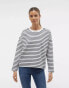 Vero Moda raglan jersey top with long sleeves in navy stripe Синий, XL - фото #6