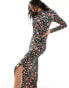 Фото #1 товара ONLY long sleeve high neck maxi dress in multi floral