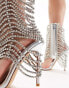 Azalea Wang Taliah embellished cage heeled sandals in silver Серебристый, 37 - фото #3