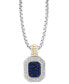 ფოტო #2 პროდუქტის EFFY® Men's Sapphire (7/8 ct. t.w.) & White Sapphire (1/4 ct. t.w.) 22" Halo Cluster 22" Pendant Necklace in Sterling Silver & 14k Gold-Plated
