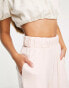 Vila Petite satin wide leg trousers in pink Розовый, 42 - фото #4