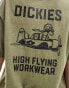 Фото #3 товара Dickies – T-Shirt in Khaki-Grün mit Flugzeug-Grafikprint auf dem Rücken