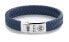Braided Flat 925 Blue Leather Bracelet RR-L0151-S