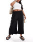 ASOS DESIGN Curve plisse wide trouser culottes in black Черный, 48 - фото #1