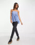 Free People lace detail floaty tube top in chambray blue