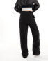 In The Style Tall contrast drawstring waist wide leg side stripe trousers in black