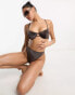 Фото #6 товара South Beach mix & match caged underwire bikini top in brown metallic