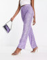 Фото #8 товара ASOS DESIGN straight sequin ankle grazer trousers in purple