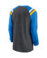 Men's Heathered Charcoal, Powder Blue Los Angeles Chargers Tri-Blend Raglan Athletic Long Sleeve Fashion T-shirt