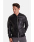 Фото #1 товара Men's Genuine Leather Bomber Jacket, Black