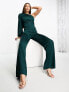 Фото #7 товара TFNC Tall satin one shoulder jumpsuit in forest green