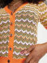 Morgan knitted chevron button through top in orange