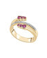 Rhodolite (1/3 ct.t.w) and Diamond (1/10 ct.t.w) Spiral Ring in 14K Gold Plated Over Sterling Silver