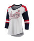 ფოტო #3 პროდუქტის Women's White and Red Minnesota Twins Base Runner 3/4-Sleeve V-Neck T-shirt