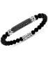 ფოტო #1 პროდუქტის EFFY® Men's Onyx (6mm) Bead & Black Spinel Bracelet in Sterling Silver