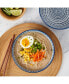 6.5" Cobalt Star Embossed Stoneware Ramen Noodle Bowls, Set of 2