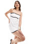 SNDYS satin bandeau mini dress with contrast bust seam detail in white Черно-белый, 44 - фото #1