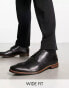 Фото #1 товара Dune London Wide Fit Striver lace up derby shoes in black leather