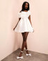 ASOS LUXE bandeau ruffle wired corsage mini dress in white