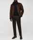 Фото #7 товара Men's Shearling-Lined Leather-Effect Jacket