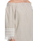 ფოტო #1 პროდუქტის Plus Size Linen Blend Off the Shoulder 3/4 Sleeve Top