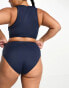 Tommy Jeans plus archive high waist cheeky bikini bottom in navy and red