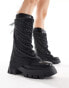 Azalea Wang Bloomfield embellished mesh chunky boot in black