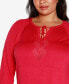 Фото #4 товара Plus Size Raglan Sleeve Pointelle Sweater