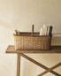 Basket with contrast edge and handle