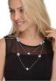 Long pearl necklace with hexagon crystals JL0600