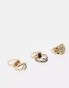 ASOS DESIGN 5 pack ring set in gold tone