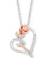 ფოტო #1 პროდუქტის Diamond Belle Rose Heart Pendant Necklace (1/10 ct. t.w.) in Sterling Silver & 14k Rose Gold, 16" + 2" extender