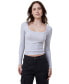 Фото #1 товара Women's Staple Rib Scoop Neck Long Sleeve Top