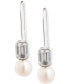 ფოტო #1 პროდუქტის Freshwater Pearl (6mm) & Cubic Zirconia Drop Earrings in Sterling Silver